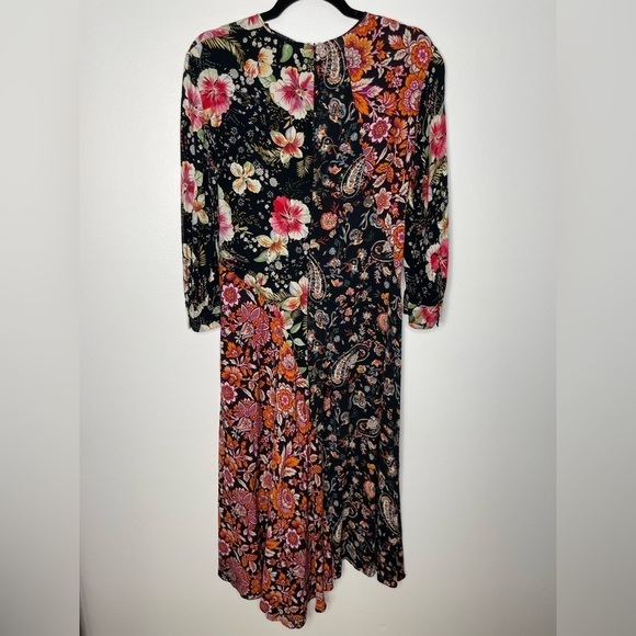 Zara patchwork mix floral slit midi dress - Picture 9 of 10